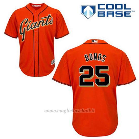 Maglia Baseball Uomo San Francisco Giants Barry Bonds 25 Arancione Alterner Cool Base